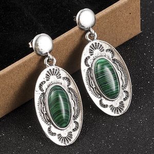 2 for $28 Trendy Boho Malachite Dangle Earrings